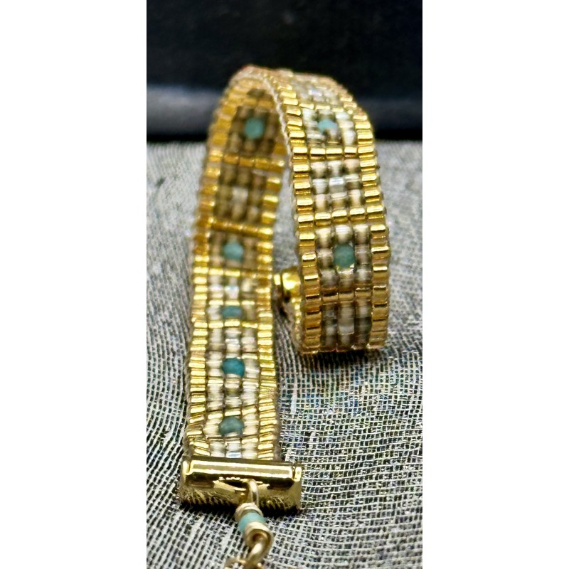 amazonite olivia bijouterie bracelet manchette et pierres précieuses miyuki