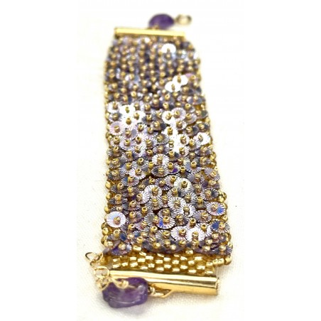 Bracelet olivia bijouterie paillettes tissées main atelier lyon croix rousse