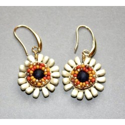 Fleur Coeur Bleu / Or Mat