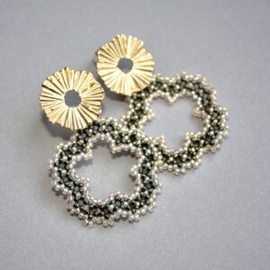 Fleur soleil vert blanc olivia bijouterie