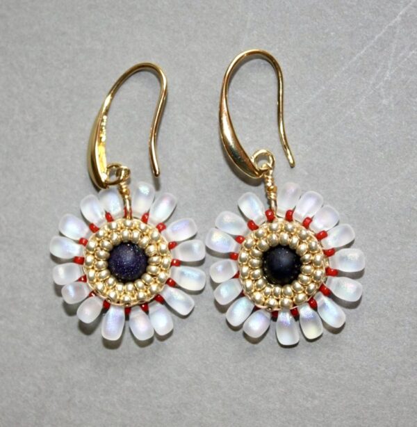 Fleur Coeur Bleu / Blanc Poudré