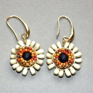 Fleur Coeur Bleu / Or Mat