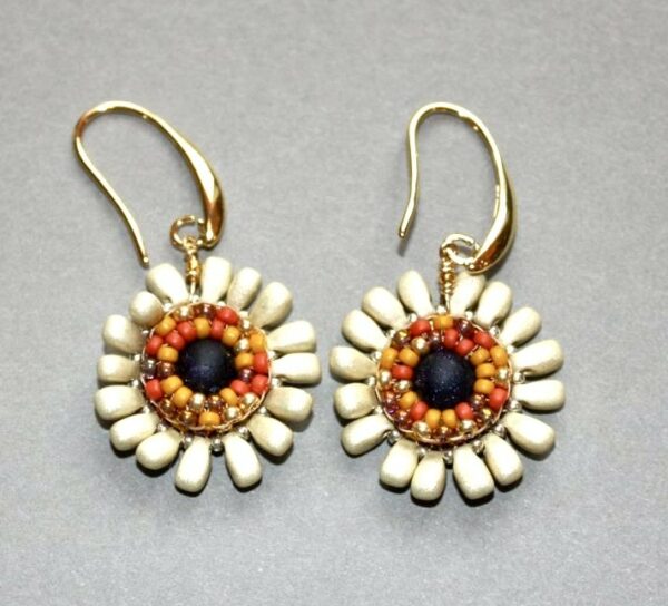 Fleur Coeur Bleu / Or Mat