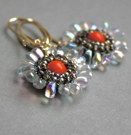 Fleur Coeur Howlite orange