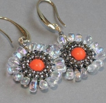 Fleur Coeur Howlite orange