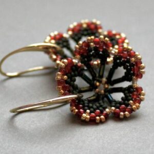 Fleur Miyuki vert et rouge Olivia Bijouterie