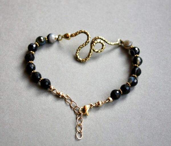 Bracelet Serpent Agate Noire rubanée