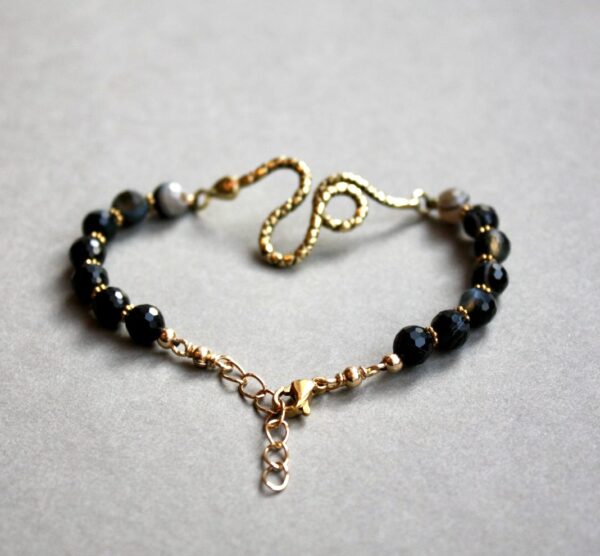 Bracelet Serpent Agate Noire rubanée